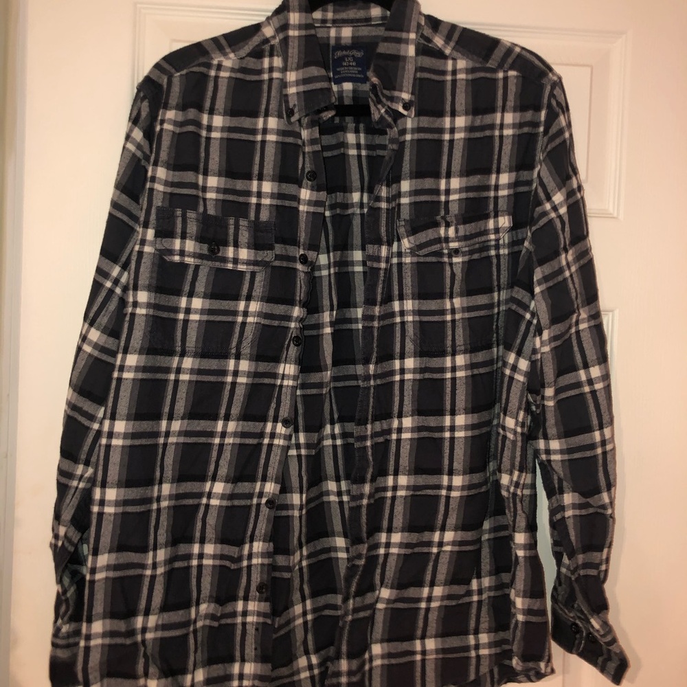 Oversized Blue & White Flannel